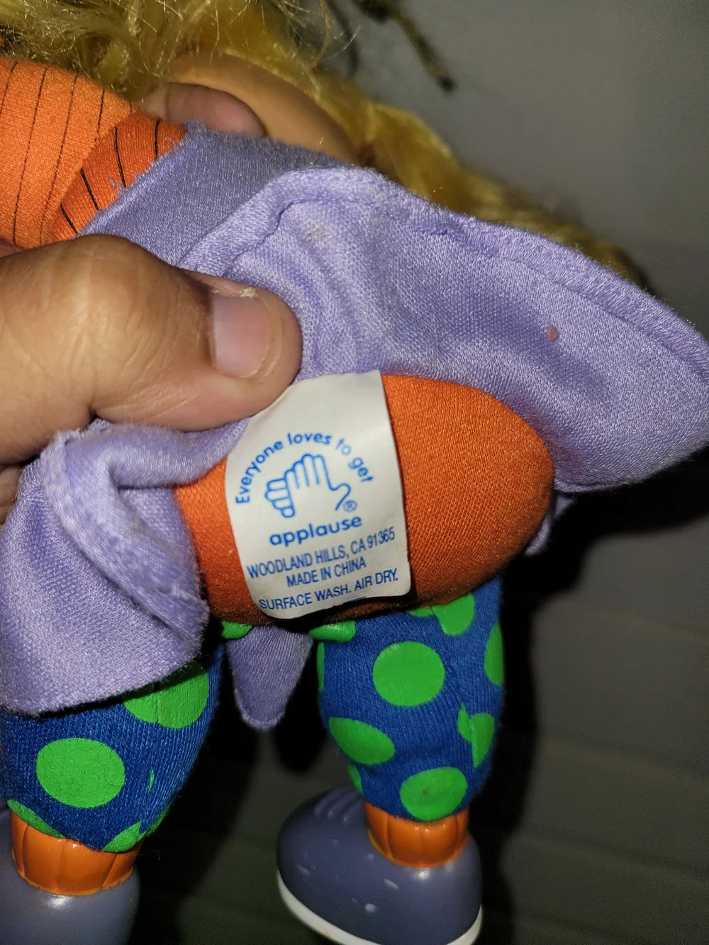 Rugrats Angelica Plush Doll Vintage Figure 1996 Vinyl Face 12